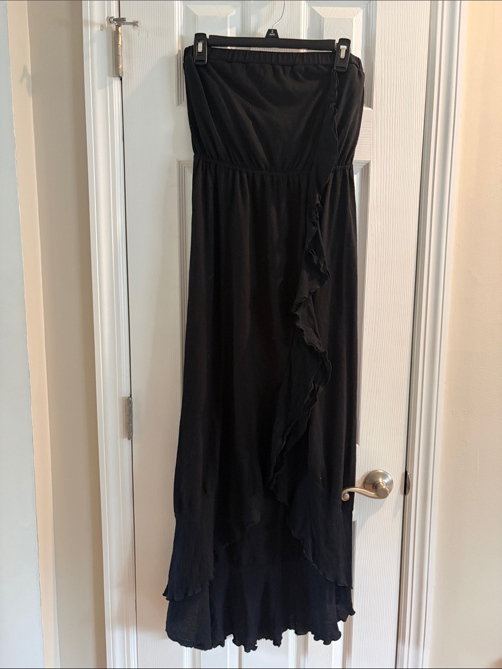 Mudd Black Strapless Ruffle Maxi Dress